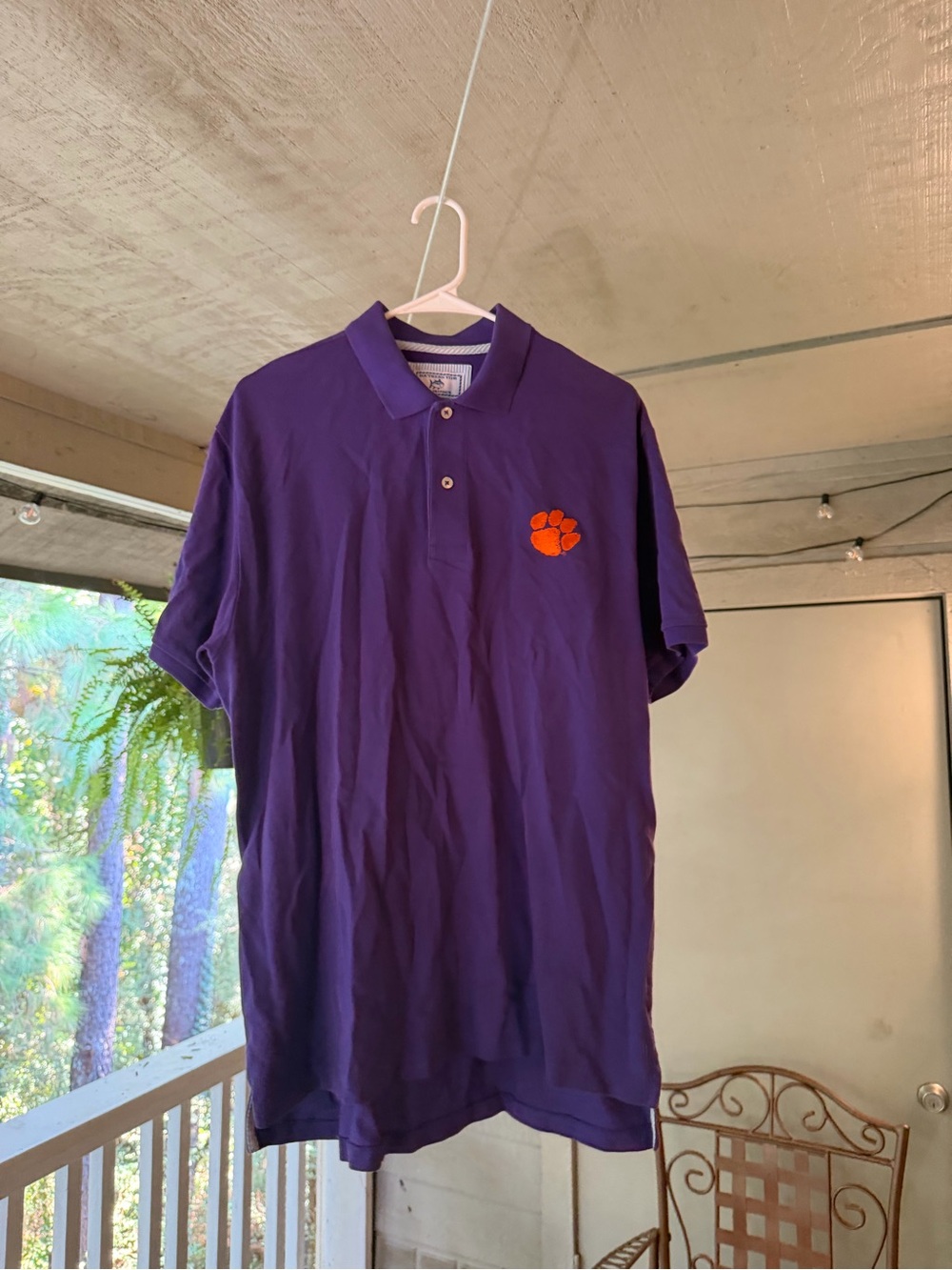 Southern Tide Purple Polo with Clemson Tigers Logo